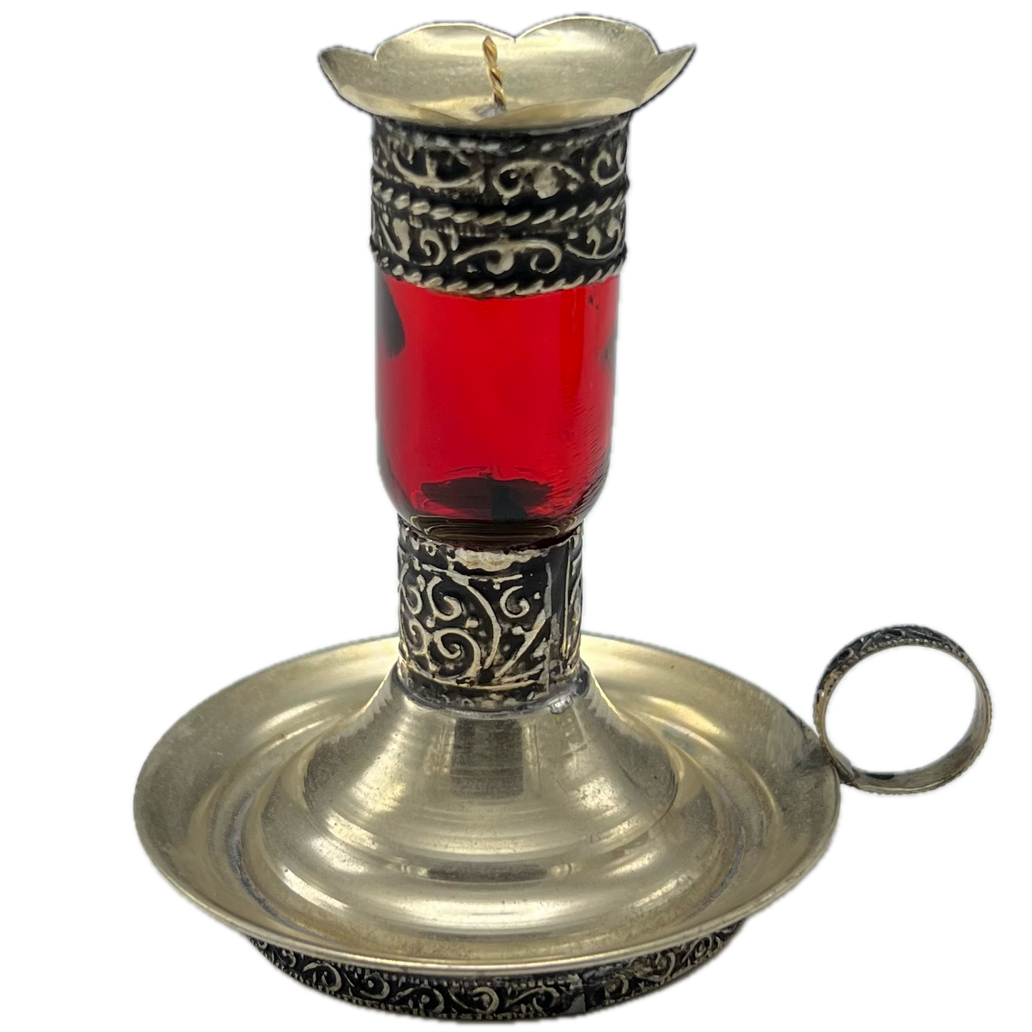 Red Silver Nickel Bazaar Candlestick