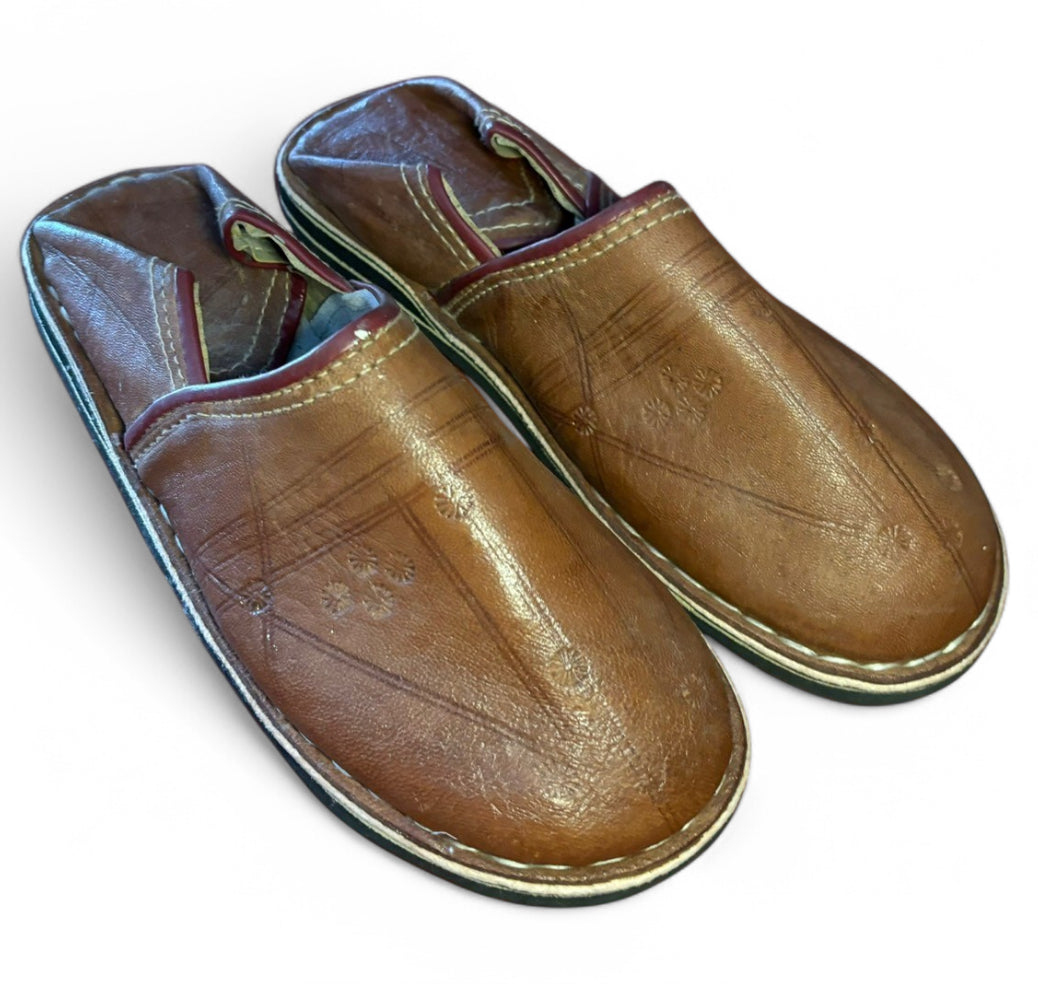 Brown Leather Babouche Slippers