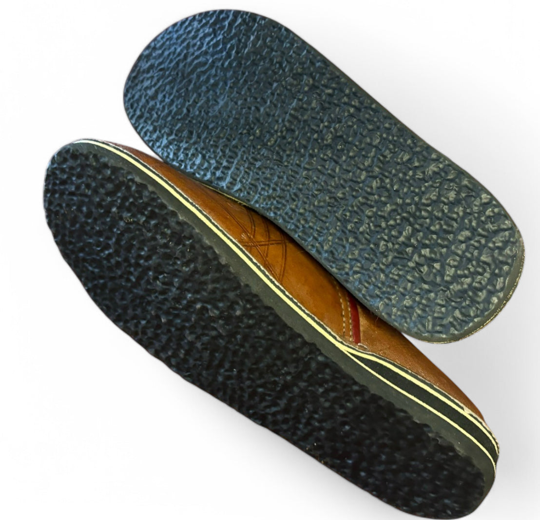 Brown Leather Babouche Slippers