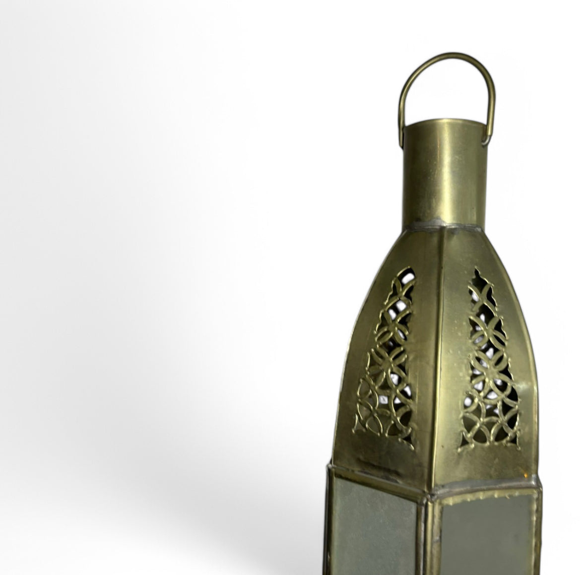Long Brass & Glass Pendant Lantern