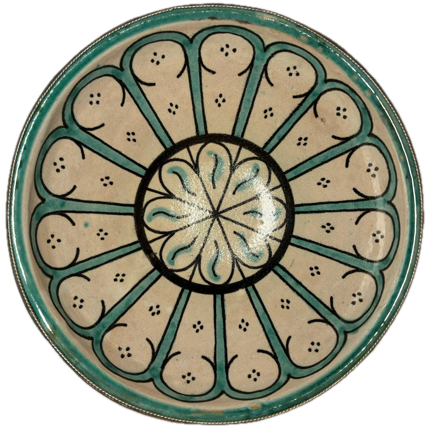 Teal Fes Medium Ceramic Bowl