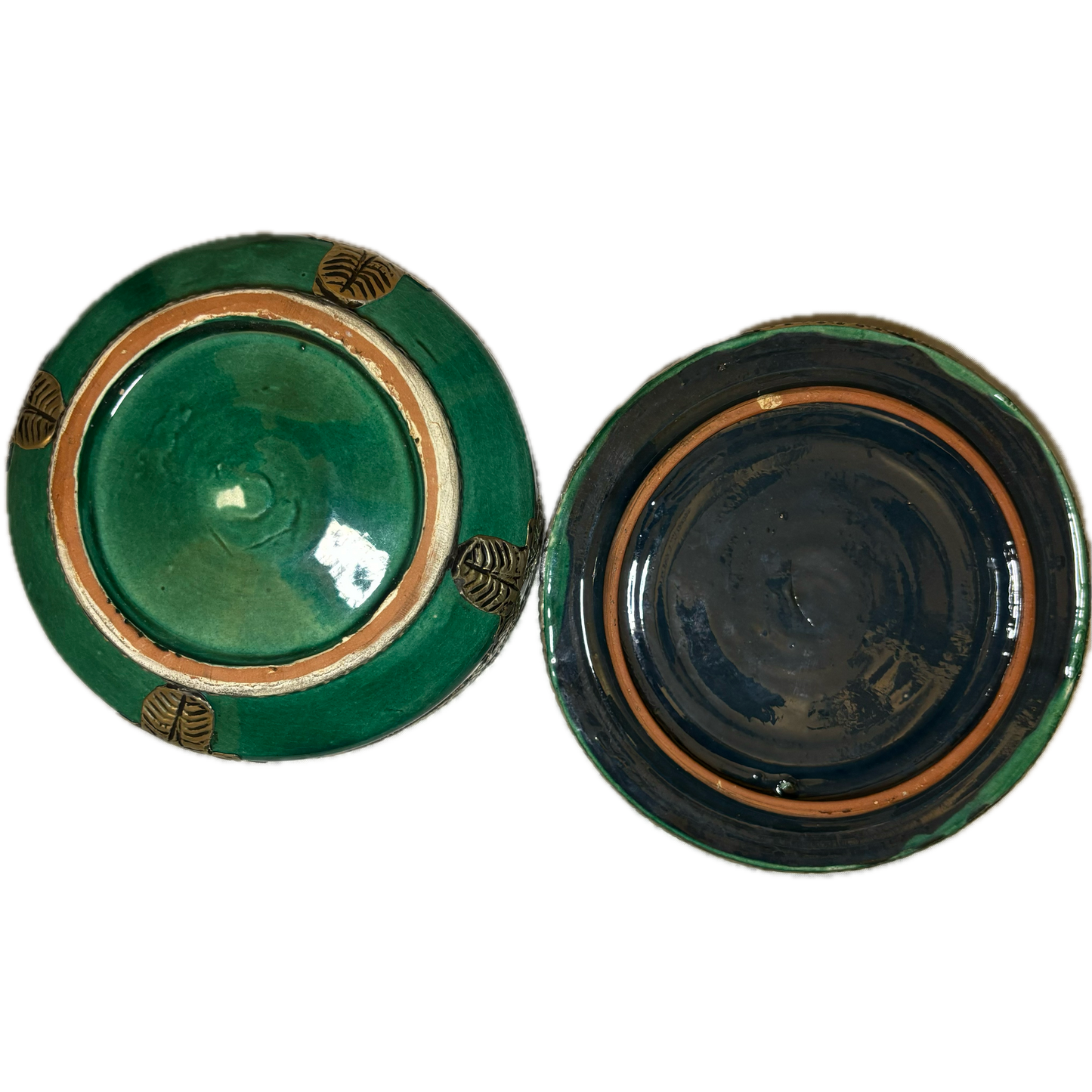 Green Ceramic Box with Silver Nickel Embellishments