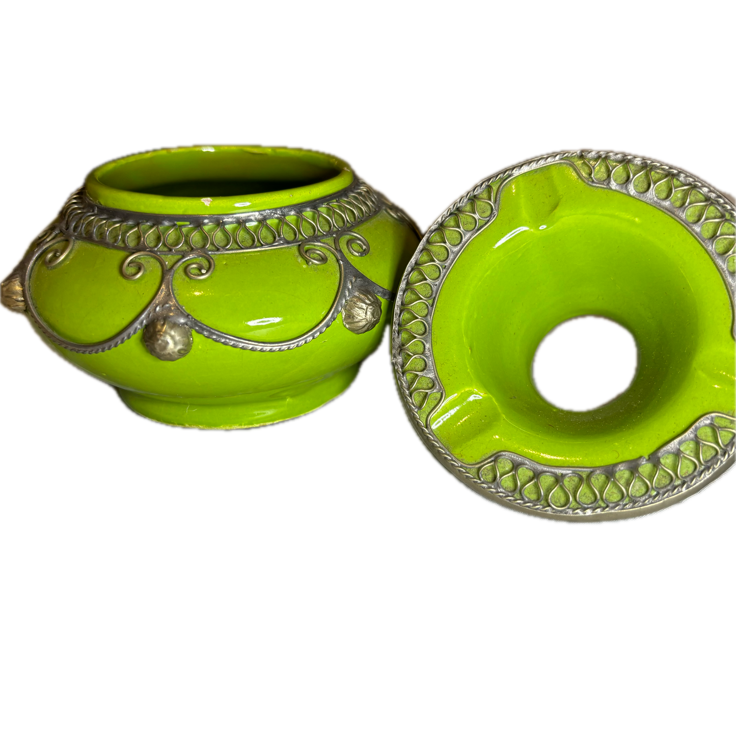 Light Green Metal Embellished Safi Ashtray