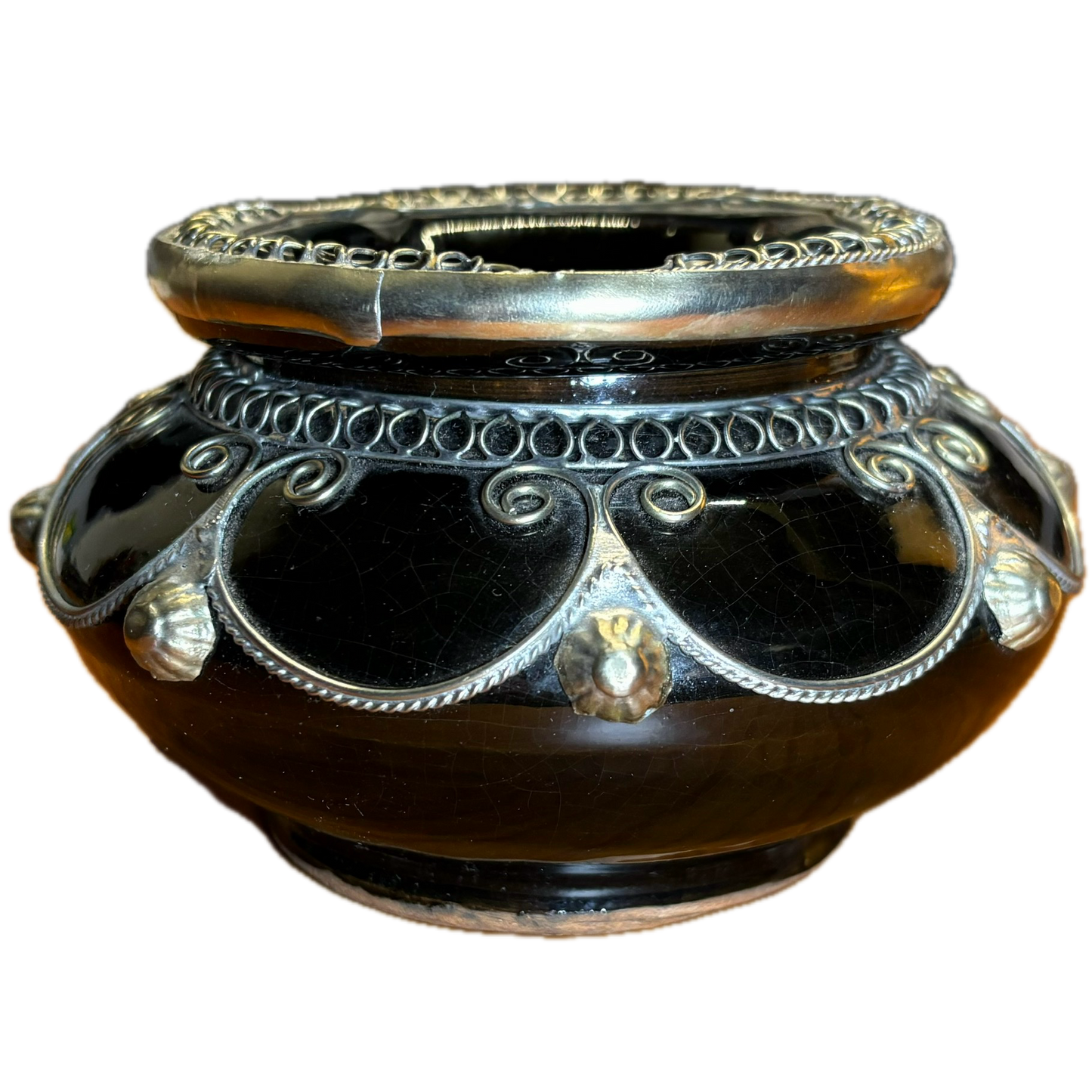 Black XL Metal Embellished Safi Ashtray