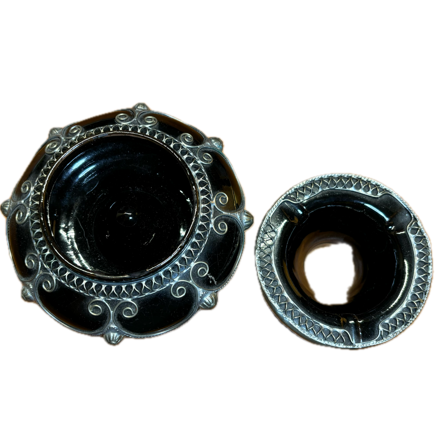 Black XL Metal Embellished Safi Ashtray
