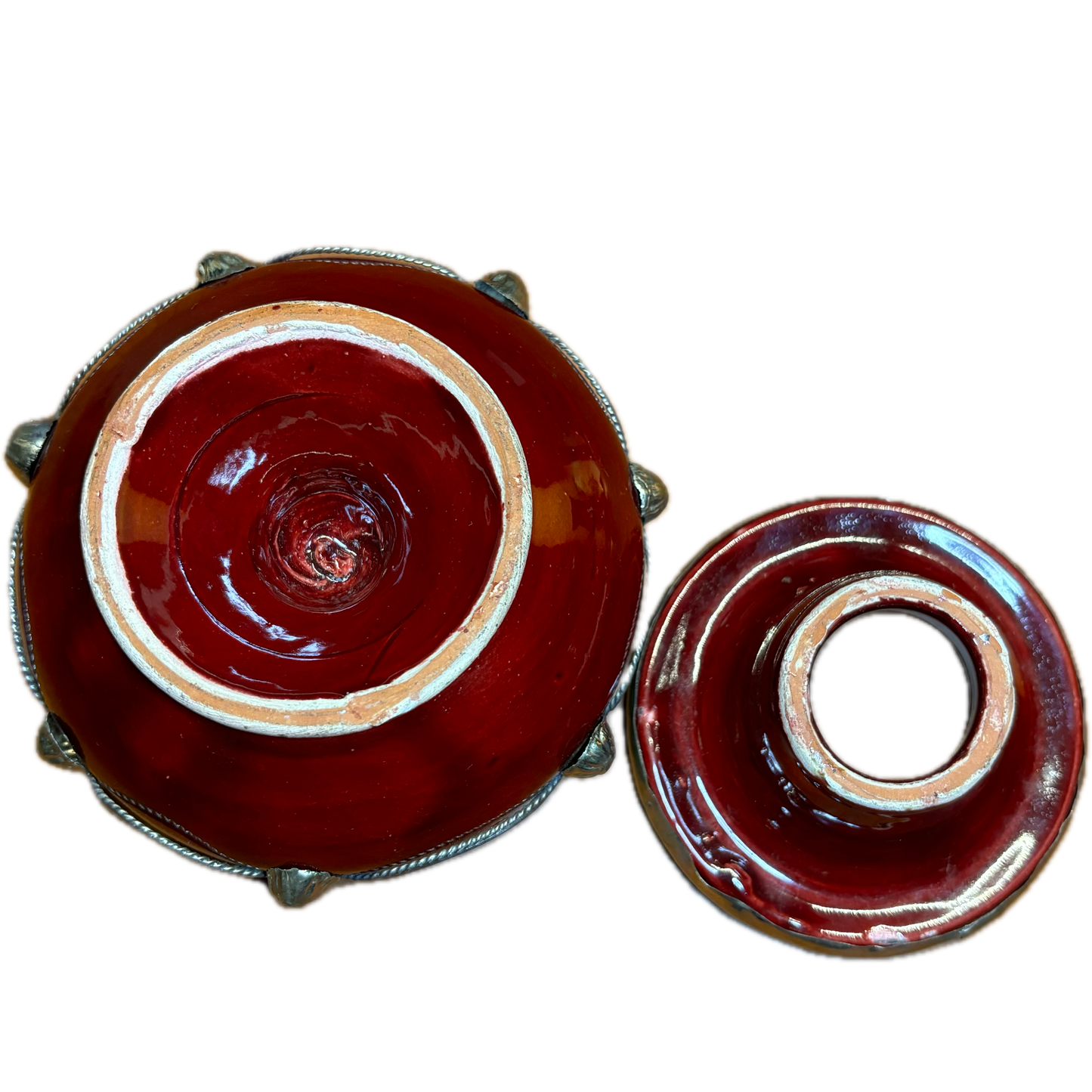 Dark Red Metal Embellished Safi Ashtray