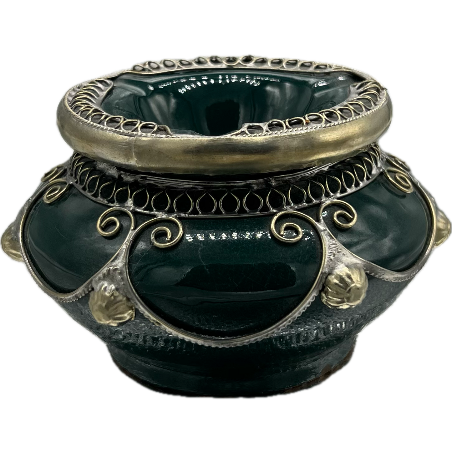 Dark Green Metal Embellished Safi Ashtray