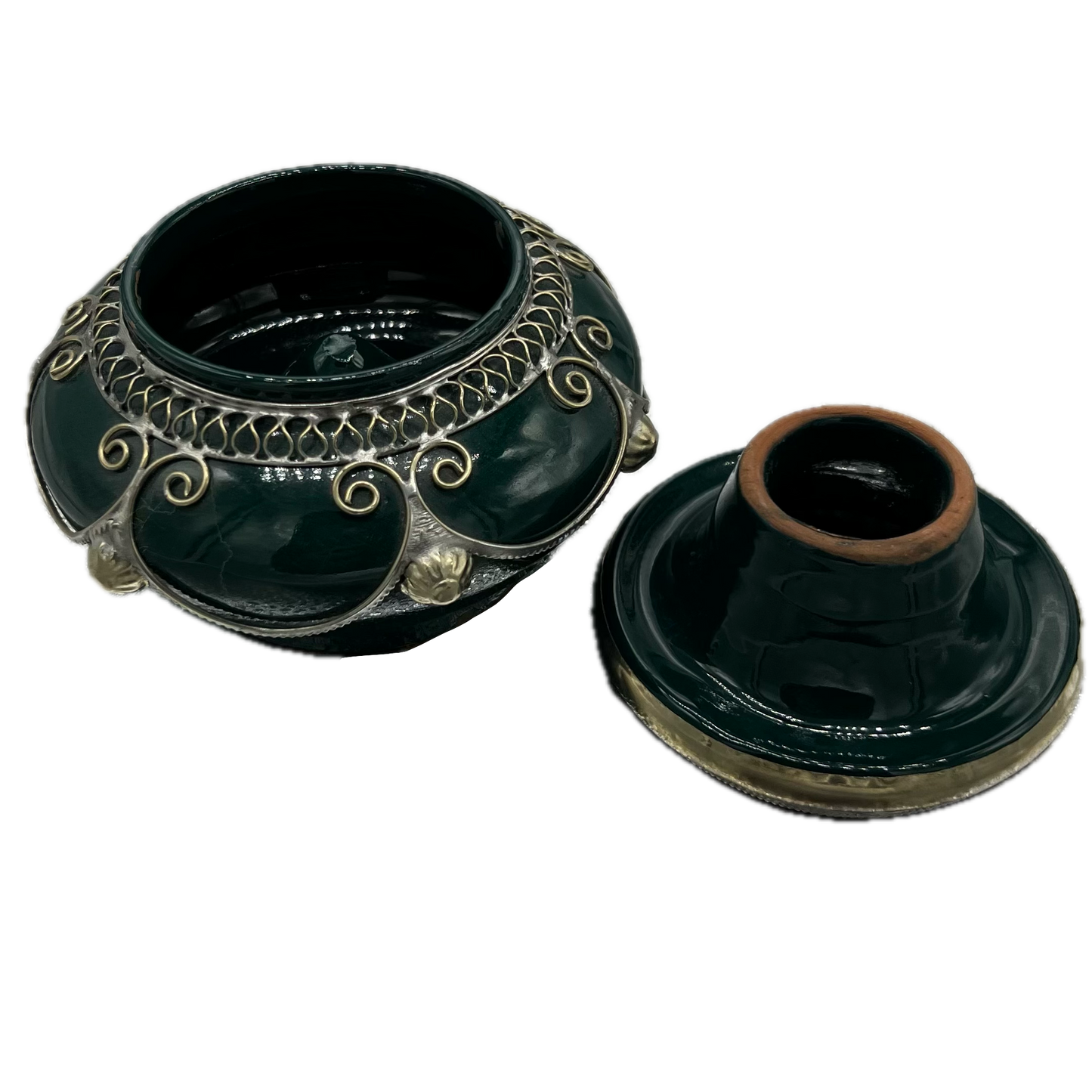 Dark Green Metal Embellished Safi Ashtray