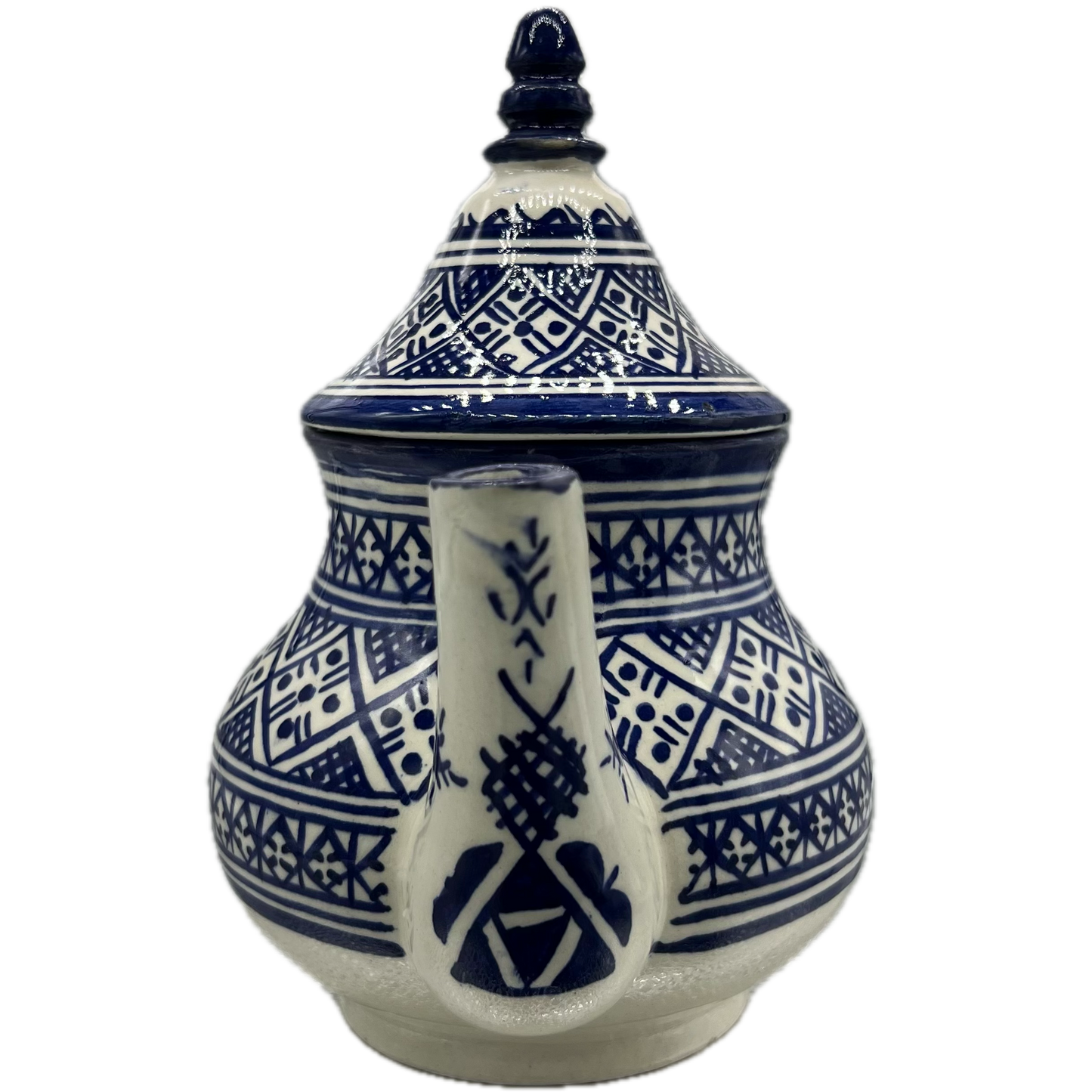 White & Blue Fes Ceramic Teapot