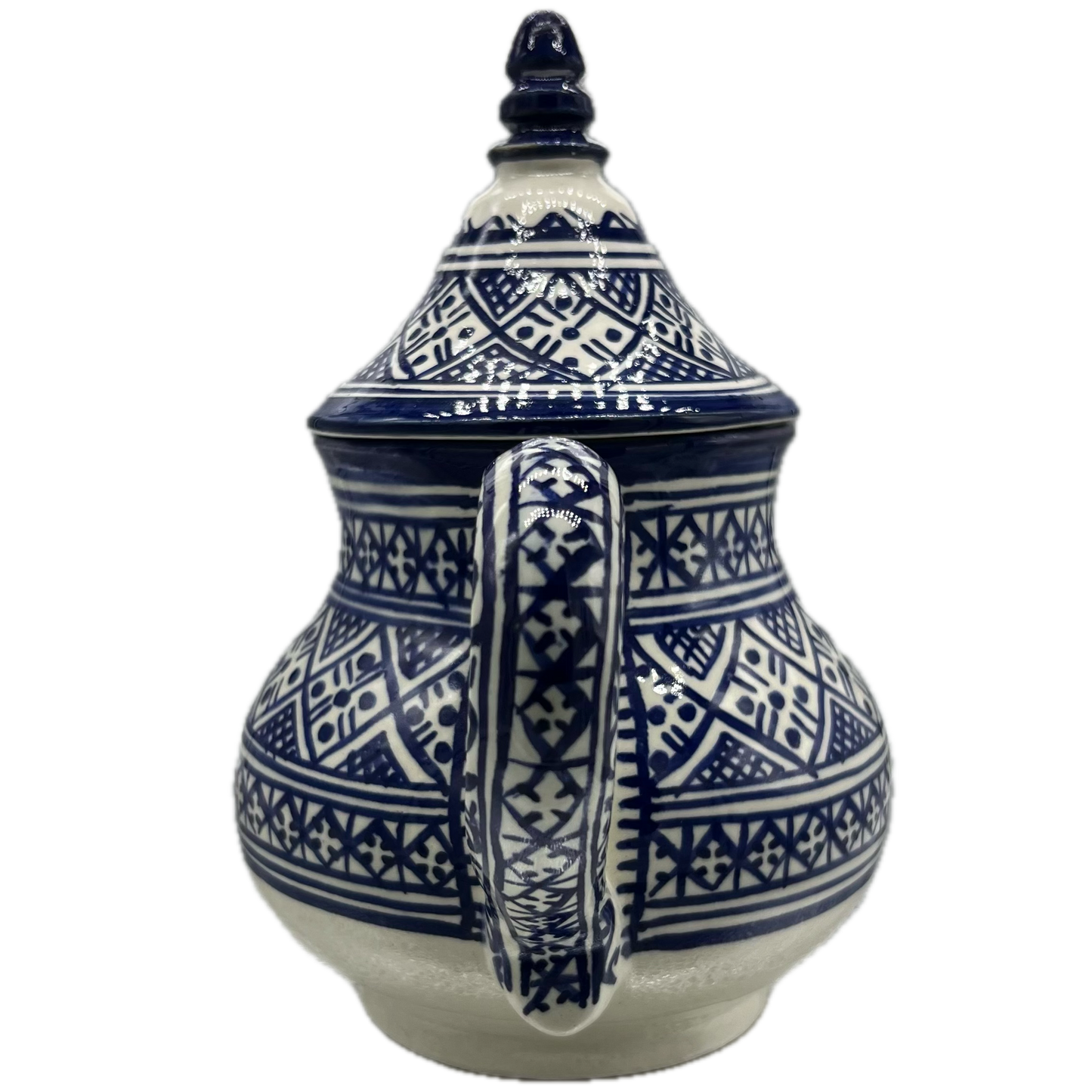 White & Blue Fes Ceramic Teapot