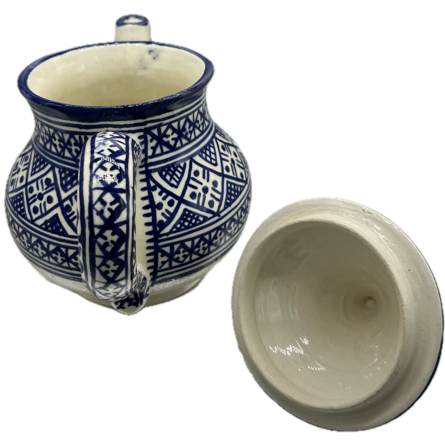 White & Blue Fes Ceramic Teapot
