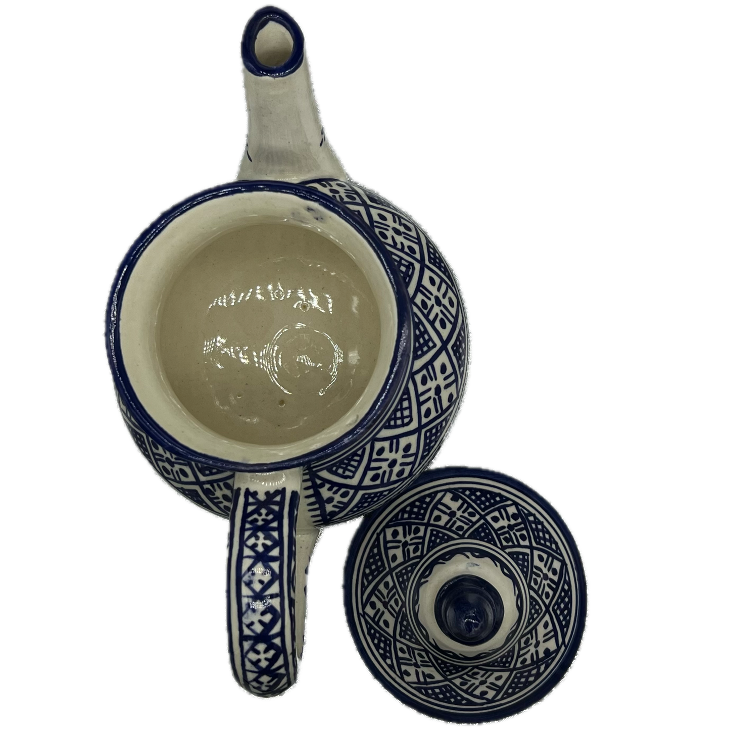 White & Blue Fes Ceramic Teapot