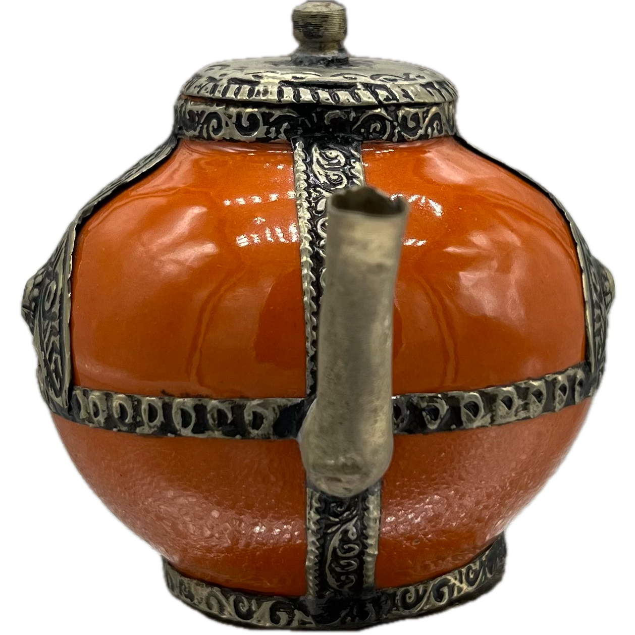 Orange Mini Decorative Teapot