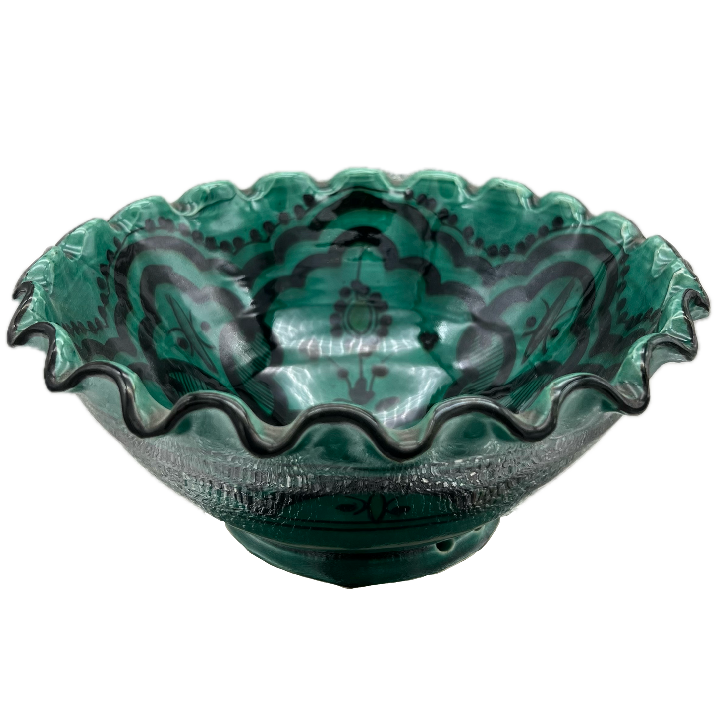 Emerald Green Safi Fluted Ceramic Bowl