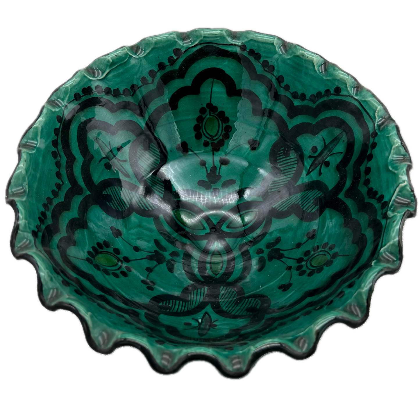 Emerald Green Safi Fluted Ceramic Bowl