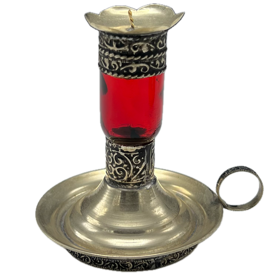Red Silver Nickel Bazaar Candlestick
