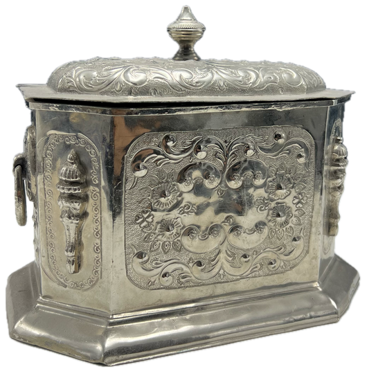 Antique Silver Engraved Tea Box