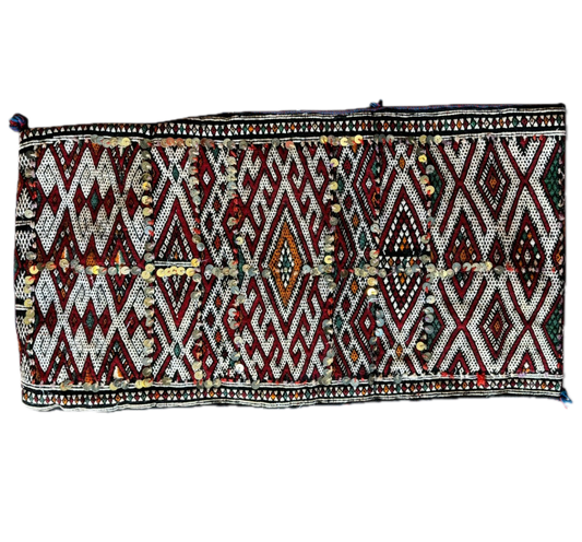 Vintage Sequined Moroccan Berber Pillow Kilim Tribal Cushion