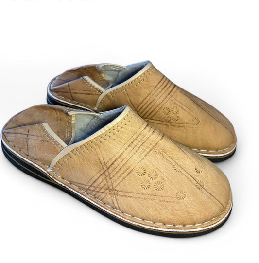 Desert Tan Leather Babouche Slippers