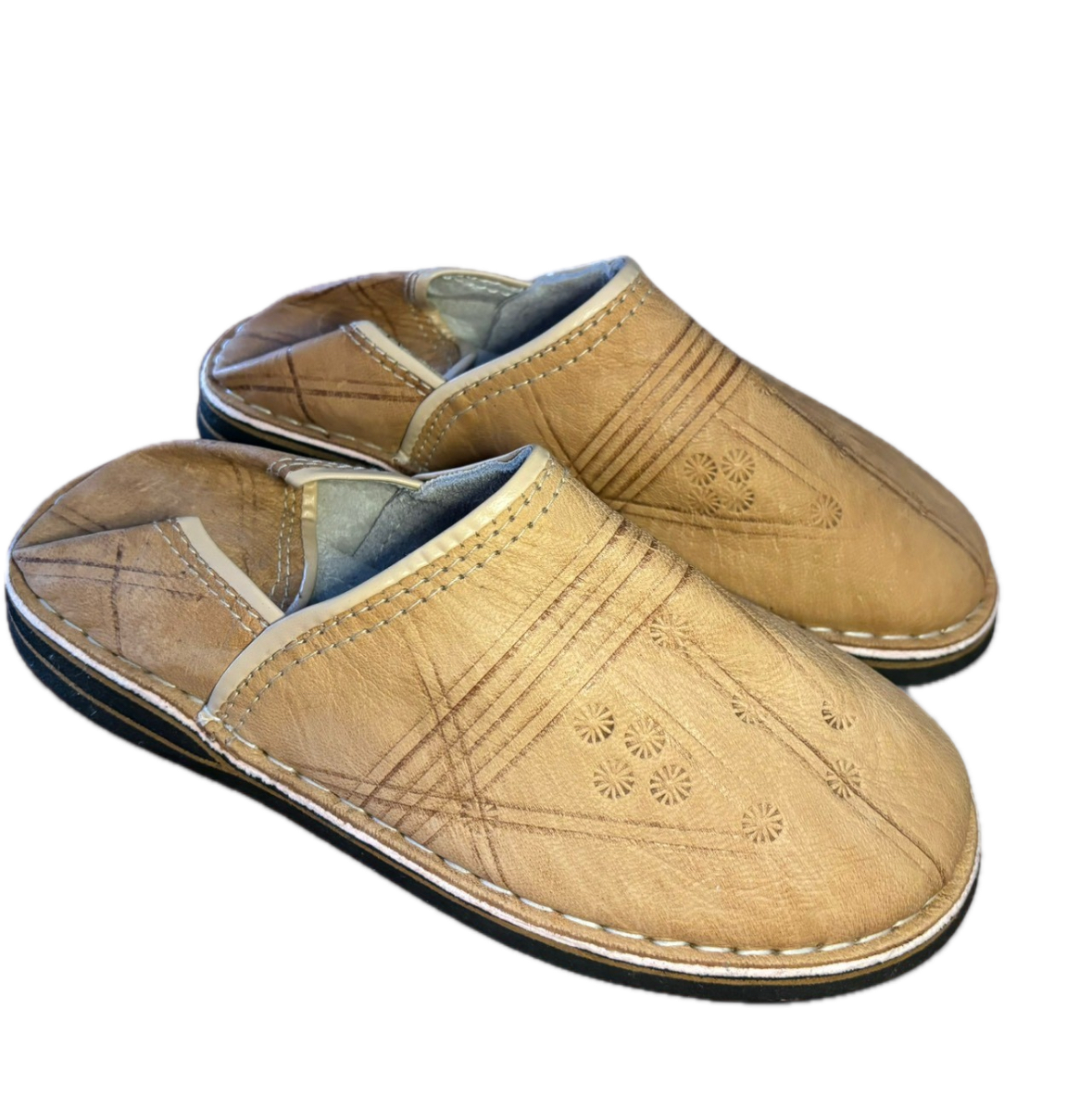 Desert Tan Leather Babouche Slippers