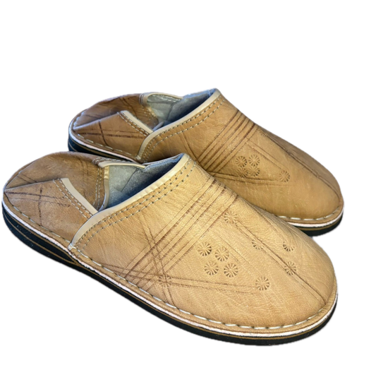 Desert Tan Leather Babouche Slippers