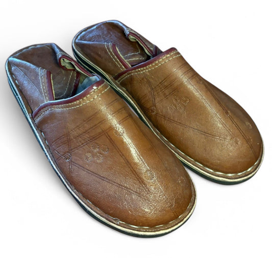 Brown Leather Babouche Slippers