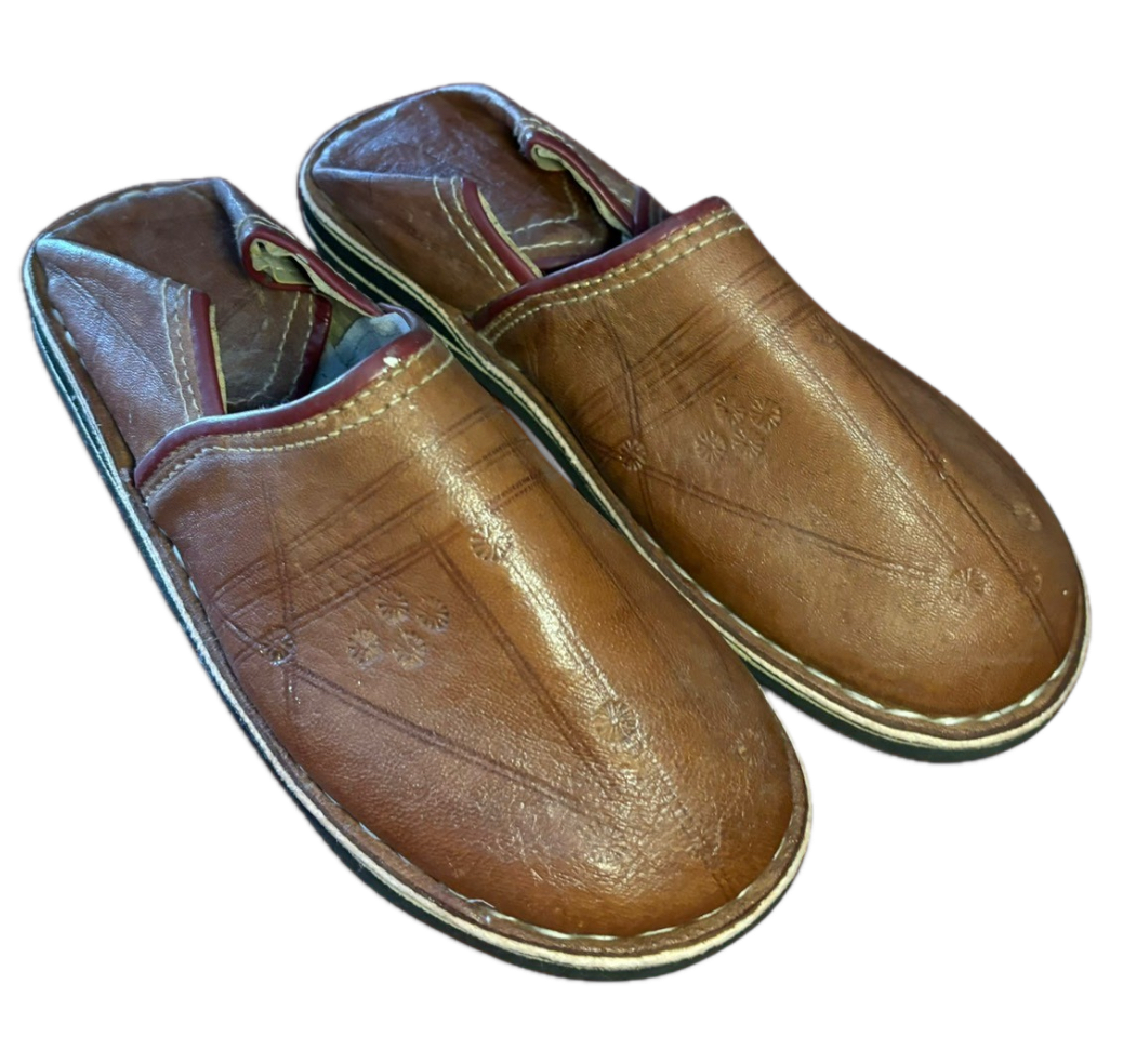 Brown Leather Babouche Slippers