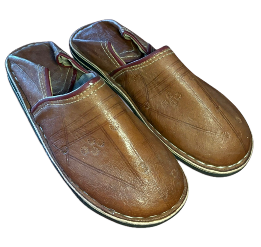 Brown Leather Babouche Slippers