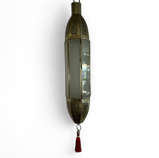 Long Brass & Glass Pendant Lantern